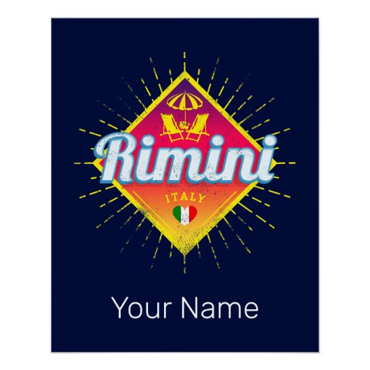 Rimini Emilia-Romagna Italien Retro Sunset Vintag Poster (Vorderseite)
