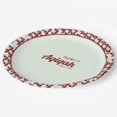 RIMPLIZIERTES, weißes Muster, Aqiqah Babydusche Pappteller (Schrägansicht)