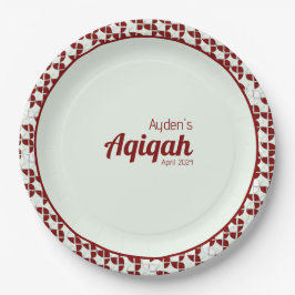 RIMPLIZIERTES, weißes Muster, Aqiqah Babydusche Pappteller
