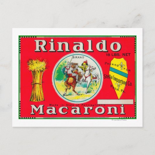 Rinaldo Macaroni LabelPhiladelphia, PA Postkarte (Vorderseite)