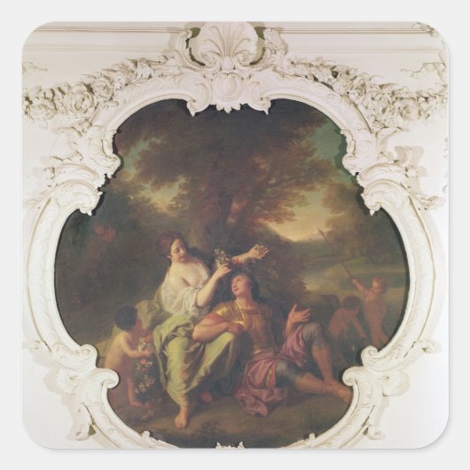 Rinaldo und Armida von "Gerusalemme Liberata" Quadratischer Aufkleber (Vorderseite)