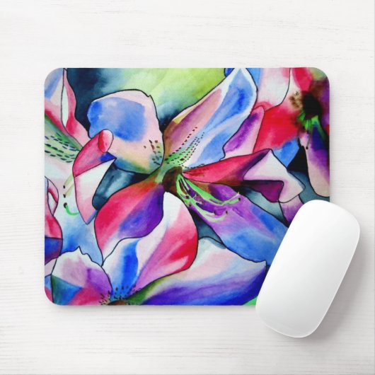 Rinbow Azalea Blume Aquarellmalerei Mousepad (Mit Mouse)