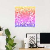 Rinbow ombre leaf mandala canvas print poster (Heimbüro)