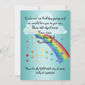 RINBOWS UND HERZSCHUTZ BLAUER KINDER PARTY EINLADUNG (Rückseite)