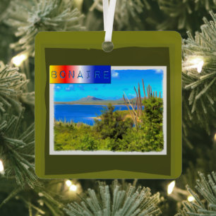 Rincon, Bonaire Watercolor Ornament Aus Metall
