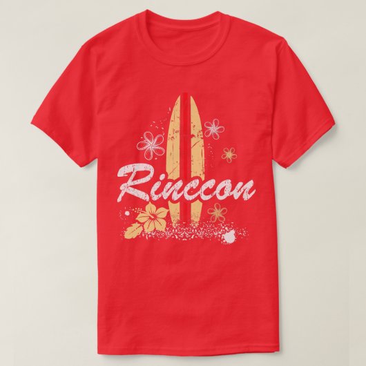 Rincon California Beach mit Surfboard gestört T-Shirt (Design vorne)