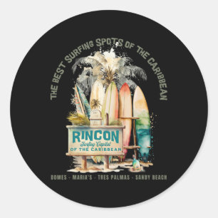 Rincon Pr Surfkönig des Karibik Surfer Runder Aufkleber