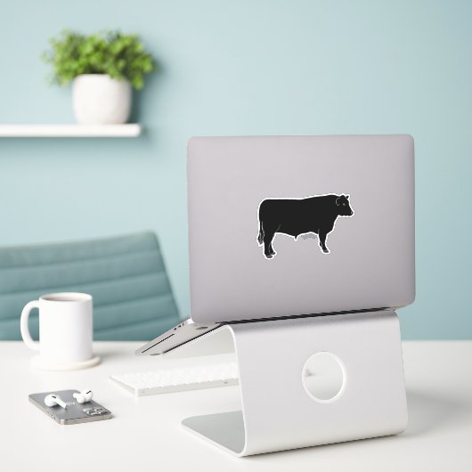 Rind - Black Angus Bull Aufkleber (Laptop auf Schreibtisch)