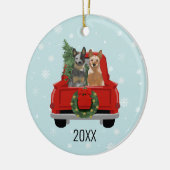 Rind Hunde rote LKW-Verzierung Keramik Ornament (Links)