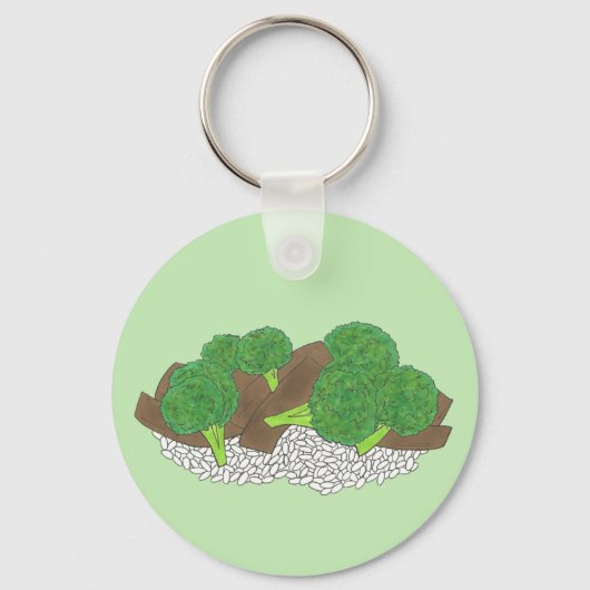Rind und Broccoli, chinesisch mitgenommen Schlüsselanhänger (Vorderseite)