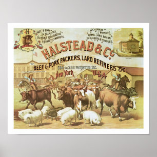 Rind- und Schweinefleischpacker, c.1880 (Farblitho Poster