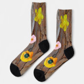 Rinde und Blumen  Socken (Linkes Detail)