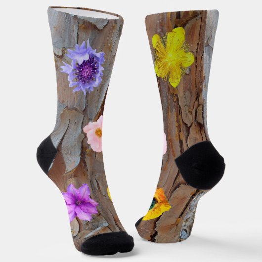 Rinde und Blumen  Socken (Gewinkelt)