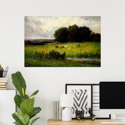 Rinder bei Stream - Edward Mitchell Banister Poster (Heimbüro)