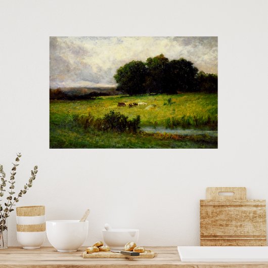 Rinder bei Stream - Edward Mitchell Banister Poster (Küche)