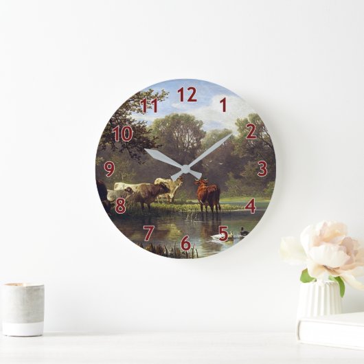 Rinder der Art Pond Classic Große Wanduhr (Zuhause)