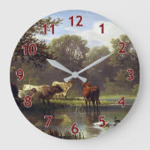 Rinder der Art Pond Classic Große Wanduhr (Vorderseite)
