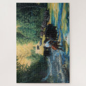 Rinder der Ranch fahren Angus und Pferd am Fluss Puzzle (Vertikal)