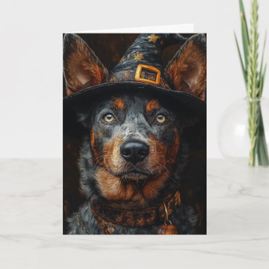 Rinder Hund Halloween Feiertagskarte (Vorderseite)