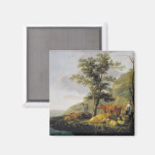 Rinder in der Nähe des Flusses Aelbert Cuyp Magnet (Vorderseite/Rückseite)