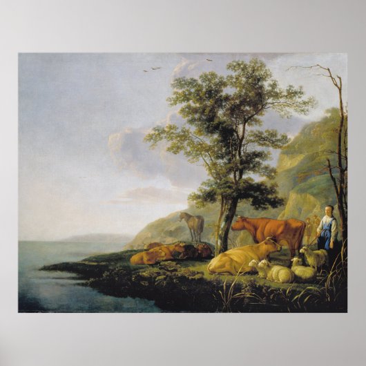 Rinder in der Nähe des Flusses Aelbert Cuyp Poster (Vorne)