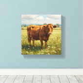 Rinder in der Wildblume Wiese Leinwanddruck (Insitu (Holzboden))