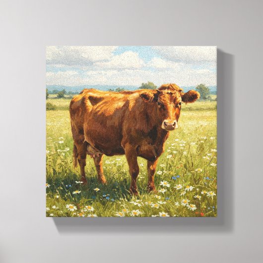 Rinder in der Wildblume Wiese Leinwanddruck (Vorderseite)