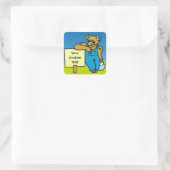Rinder mit Schild Quadratischer Aufkleber (Tasche)