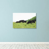 Rinder Schwarzer Winkel Wrapped Canvas Leinwanddruck (Insitu (Holzboden))