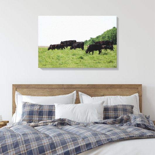 Rinder Schwarzer Winkel Wrapped Canvas Leinwanddruck (Insitu (Schlafzimmer))