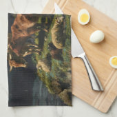 Rinder und Schafe in einer alpinen Landschaft Geschirrtuch (Viertel Falte)