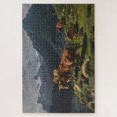 Rinder und Schafe in einer alpinen Landschaft Puzzle (Vertikal)