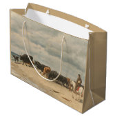 Rinderbestand am Meer (von Eugène Burnand) Große Geschenktüte (Rückseite Schrägansicht)