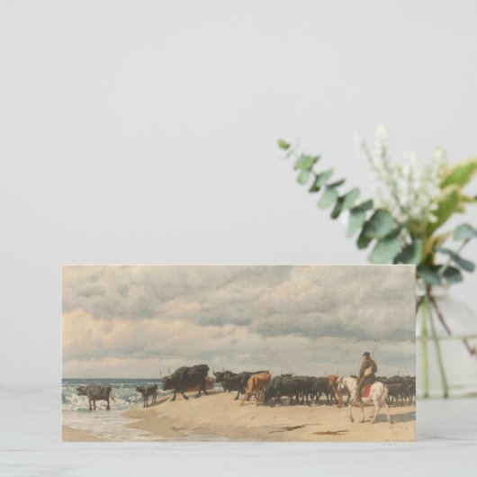 Rinderbestand am Meer (von Eugène Burnand) Karte (Stehend Vorderseite)