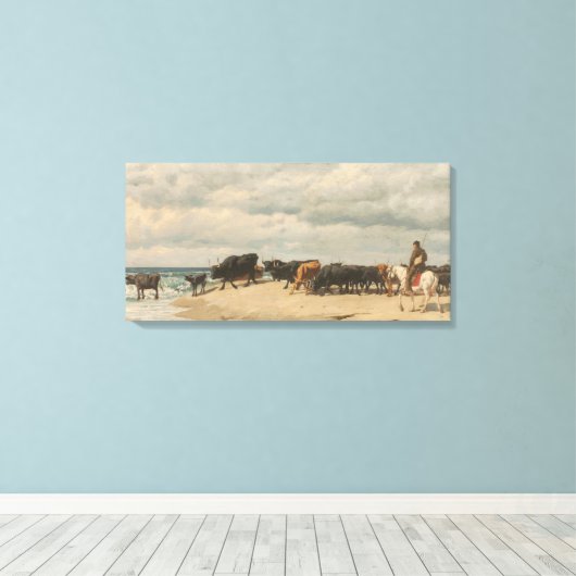 Rinderbestand am Meer (von Eugène Burnand) Leinwanddruck (Insitu (Holzboden))