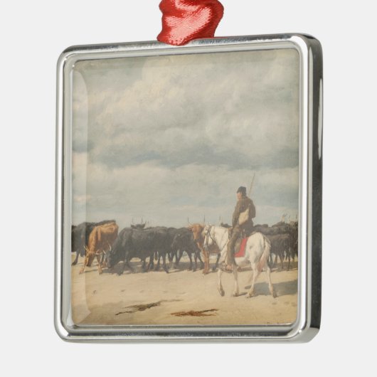 Rinderbestand am Meer (von Eugène Burnand) Ornament Aus Metall (Links)