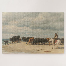 Rinderbestand am Meer (von Eugène Burnand) Puzzle