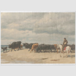 Rinderbestand am Meer (von Eugène Burnand) Seidenpapier