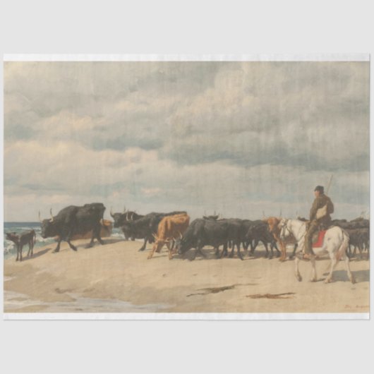 Rinderbestand am Meer (von Eugène Burnand) Seidenpapier (Vorderseite)