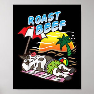 Rinderbraten Kuh beim Sonnenbaden am Strand Lustig Poster