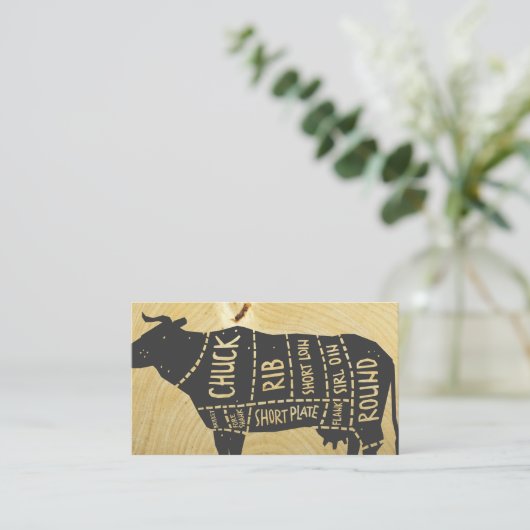 Rinderdiagramm | Butchers Knife Visitenkarte (Stehend Vorderseite)