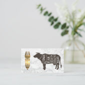 Rinderdiagramm | Gold-Metallische Utensils Visitenkarte (Stehend Vorderseite)