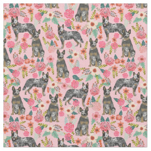 Rinderhund rosa Blüten Stoff
