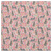 Rinderhund rosa Blüten Stoff (Muster)