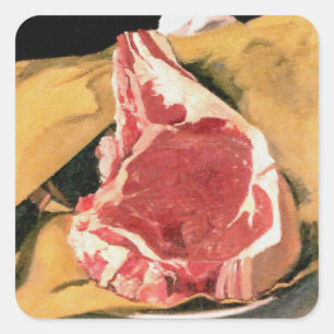 Rindersteak Vintage-Kunst von Felix Vallotton Quadratischer Aufkleber