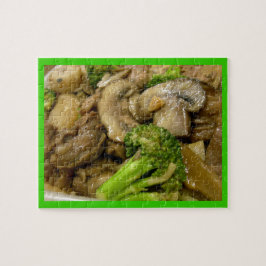 Rindfleisch, Brokkoli und Pilzstickerei Puzzle