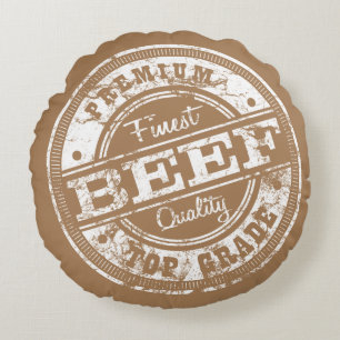 Rindfleisch höchster Qualität - Dunkle Farben Rundes Kissen