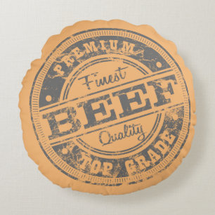 Rindfleisch höchster Qualität - helle Farben Rundes Kissen