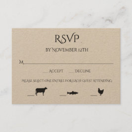 Rindfleisch Hühnchen 3 Entree Choice Wedding RSVP