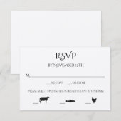 Rindfleisch Hühnchen 3 Entree Choice Wedding RSVP Karte (Vorne/Hinten)